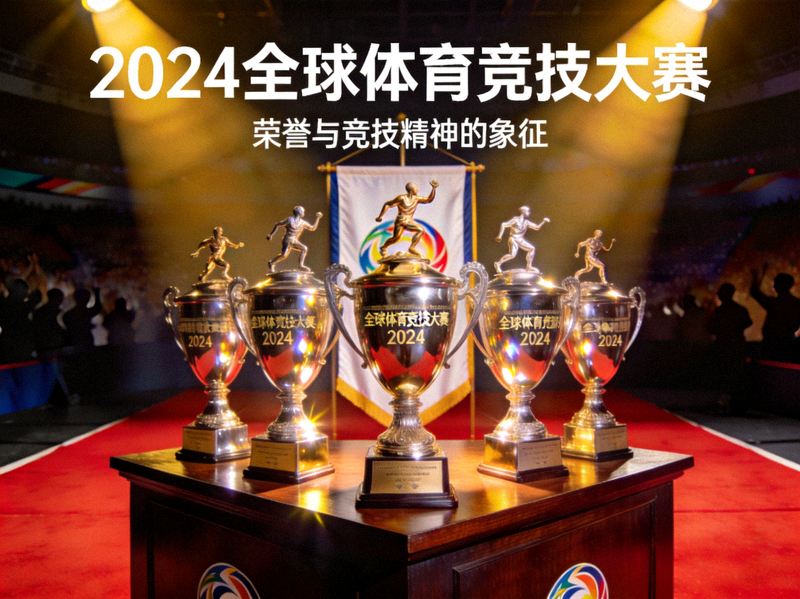 体育赛事奖杯陈列在展台上，象征赛事荣誉与竞技精神